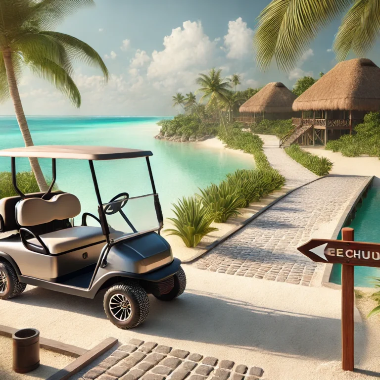 tulum-beachside-golf-cart-sandy-path